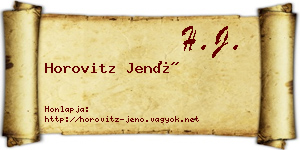 Horovitz Jenő névjegykártya